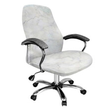 Housse de chaise de bureau lavable en machine, motif marbre gris, pour taille L