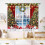 Christmas Curtains Red Snowflake Pine Tree Design 2 Panel 1