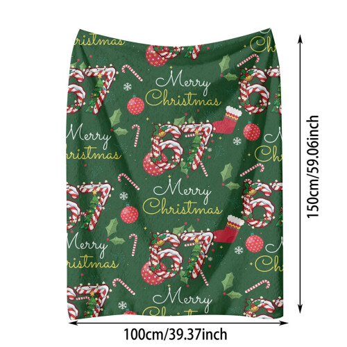 67 Number Flannel Blanket Dark Green 2