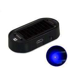 Solar-Powered Fake Car Alarm LED Light Blue Red 1 Pack