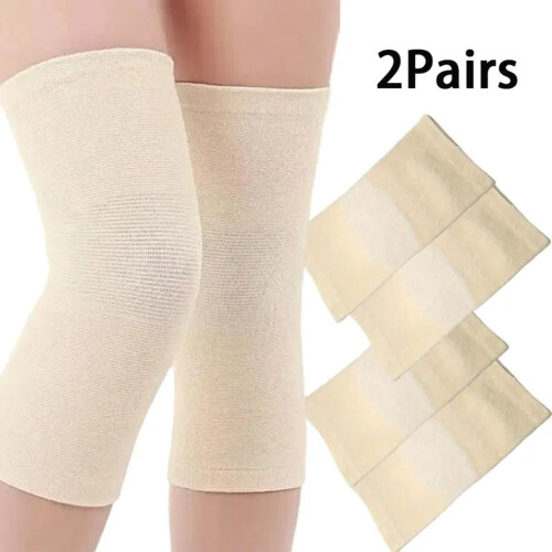 Beige Knee Support Sleeves Compression Fit 2 Pairs