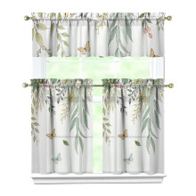 Green Leaves Kitchen Curtain Valance Set 36 inch