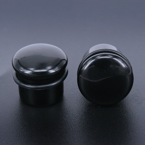 Black Single Flared Ear Plug Tunnel Natural Stone Mushroom 1