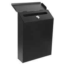 Black Metal Wall-Mount Mailbox for Outdoor Residential Use