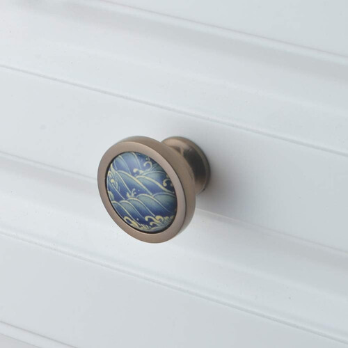 Gold Brass Cabinet Knobs Round Ceramic 4 Pack 2