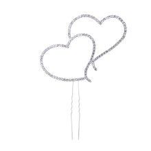 Rhinestone Cake Topper Love Heart Design Silver