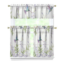 Purple Flower Bird Kitchen Curtain Valance Set 36 inch