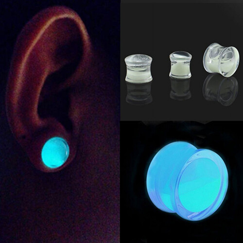 Unisex Glow-in-Dark Double Flared Saddle Ear Plug 6mm 1