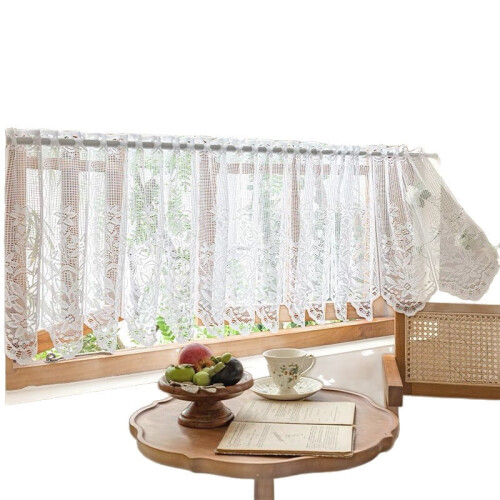 White Lace Window Curtain Valance with Rod Pocket 2
