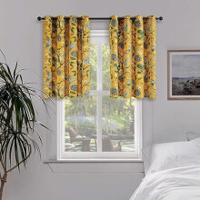 Mustard Yellow Kitchen Tier Curtains 36 Inch Botanical