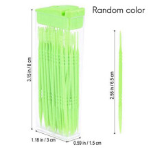 400 Pcs Plastic Toothpicks 2 Way Tooth Picks Interdental Brush Cleaners Portable Box Random Color