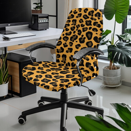 Coprisedia da ufficio rimovibile e lavabile con stampa leopardata 1