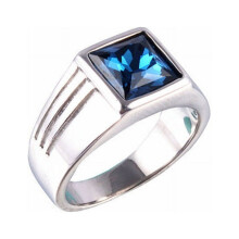 Men's Blue Square Rhinestone Wedding Band Ring Size 7-11