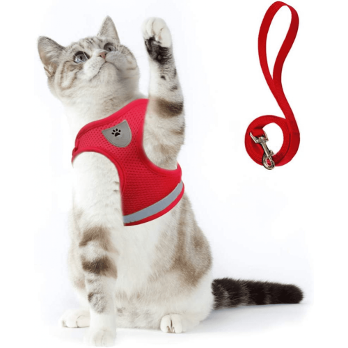 Cat Harness and Leash Set Adjustable Soft Mesh Vest with 1