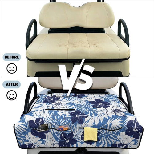 Καλύμματα καθισμάτων αμαξιδίου γκολφ μπλε ιβίσκου, αντιολισθητικά, μαλακά, 2