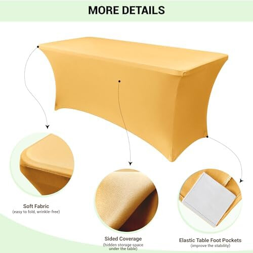 Κάλυμμα τραπεζιού Spandex Χρυσό 96x30x30in2Pack 2