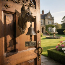 Dog Welcome Doorbell Cast Iron Wall-Mounted Bell for Yard