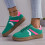 Suede Lace-Up Flat Loafers Comfortable Green Size 38 1