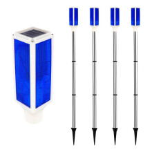 4 Stuks Solar Buitenverlichting, Waterdichte Opritmarkeringen, Reflecterend, Waarschuwingsflitslicht met 2 Lichtstanden, Blauw