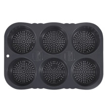 Moule à Pain à Hamburger Pliable et Réutilisable à 6 Cavités - Moule à Pain en Silicone pour Cuisson à Chaud