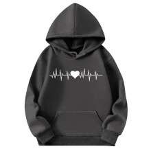 Women's Heart Hoodie Casual Loose Fit Printed Long Sleeve