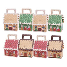 Christmas Cookie Boxes 16 Pieces Seasonal Treat Box with Handle Christmas Wrapping Containers for Party Gathering Home