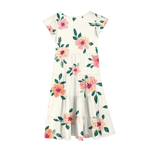 Mädchenkleid mit Blumenmuster, Volantärmeln und 1