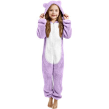 Bear Ear Plush-Lined Thickened One-Piece Pajama Set Hooded