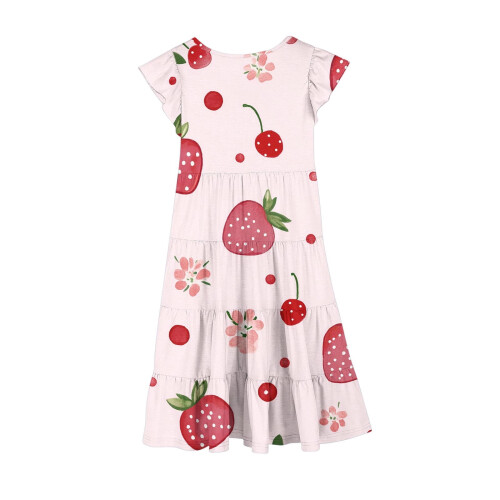 Mädchenkleid mit Blumenmuster, Volantärmeln und 2