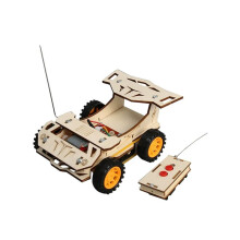 Coche de Control Remoto de Madera DIY, Kit de Experimentos Científicos para Montar en Carreras con Tracción en las Cuatro Ruedas, Juguete Educativo
