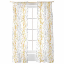 Orange and Grey Tree Branch Sheer Curtains 52x108 Rod