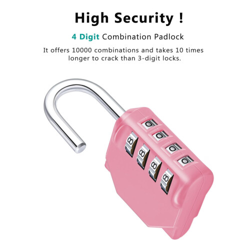 4-Digit Combination Padlock Outdoor Gym School Lock Pink 1