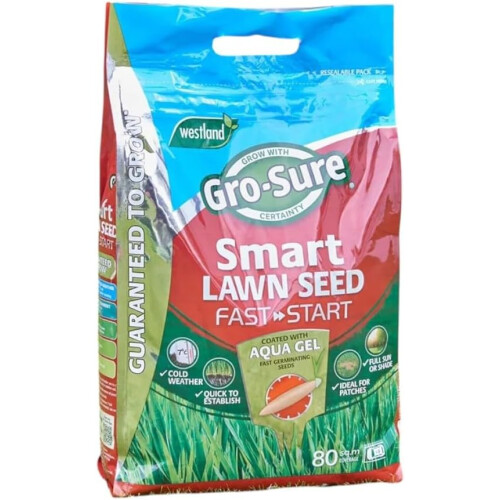 Westland Gro-Sure Smart Lawn Seed Fast Start 80m² Bag Fast Growing Grass Seed