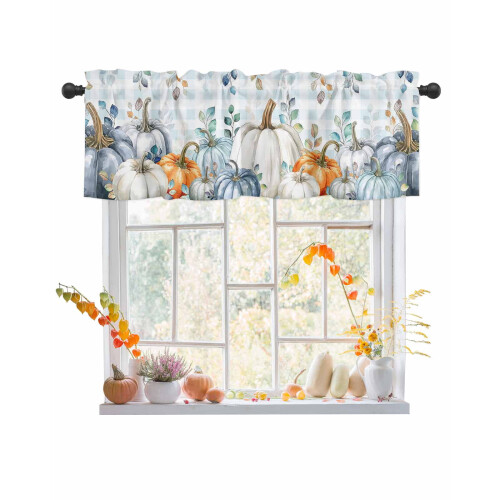 Fall Valances Pumpkin Grass Green Eucalyptus Aqua Blue