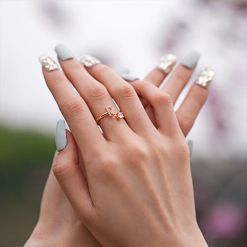 18K Gold Plated Adjustable Open Letter Ring A-Z for Women 2