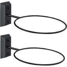 Wall-Mount Basketball Holder Black Walnut Base Metal Ring 1