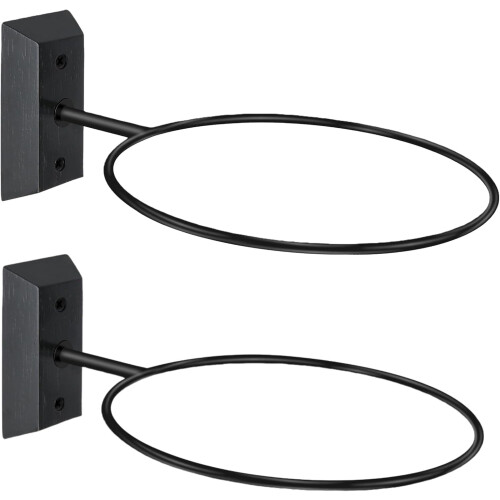 Wall-Mount Basketball Holder Black Walnut Base Metal Ring 1