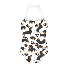 Girls One-Piece Swimwear Dachshund Print Tankini Size 9-10