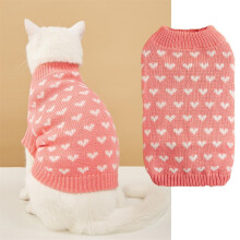Heart Knit Sweater for Dogs and Cats Soft Pink Small