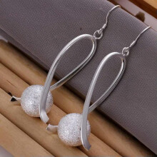 925 Sterling Silver Dangle Earrings Sandy Ball E133