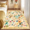 Floral Area Rug 4x6 ft Machine Washable Non-Slip Boho Ivory 1