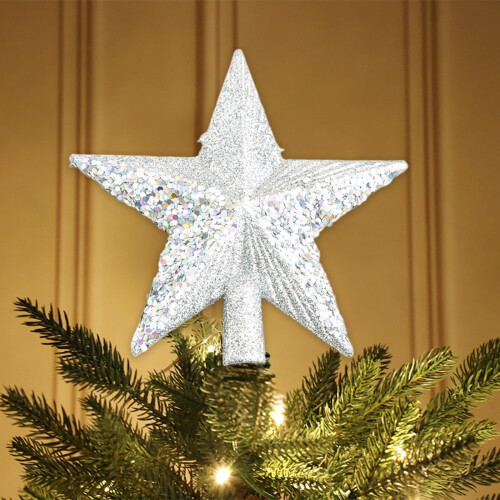 Glitter Mini Star Christmas Tree Topper Plastic Ornament 1