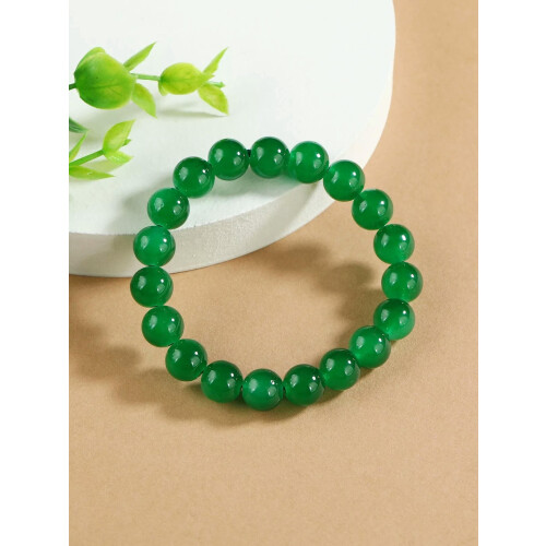 Green Beaded Bracelet for Women Stackable Jewelry 1 Piece