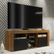 TV Unit 145cm Pulse - Oak & Black with Matte Doors