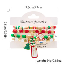 Christmas Beaded Bracelet Santa Snowflake Red Green