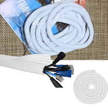 Braided Split Cable Sleeve 1 inch 25 ft White