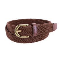 CTM Women's Elastic Braided Stretch Belt with Gold Buckle 25 mm