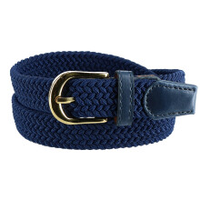CTM Women's Elastic Braided Stretch Belt with Gold Buckle 25 mm