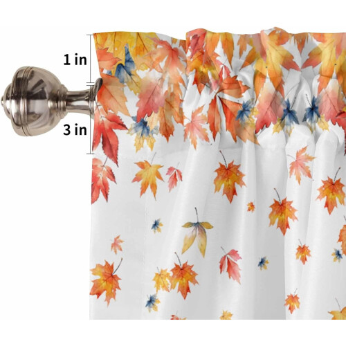 Thanksgiving Kitchen Curtains Rod Pocket 24 inch Orange 2