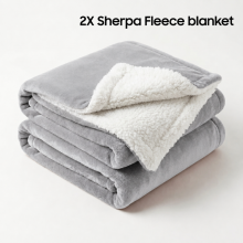 (2X King Blanket, Silver) Moonlight Reversible Sherpa Fleece Wool Blanket - Ultra Soft Warm Plush Throw